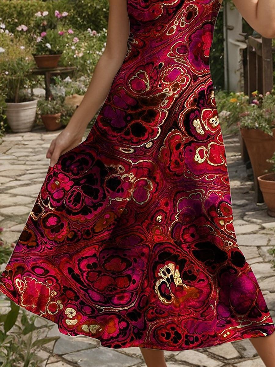 Pentru femei Rochie Maxi Rochie A line Rochie de vară Rochie Slip Vacanță Casual Plajă Fit regulat Grafic Abstract Imprimare de marmură Fără manșon În V Roșu-aprins Albastru piscină Mov Trifoi Var 2025 - $34.99 –P3