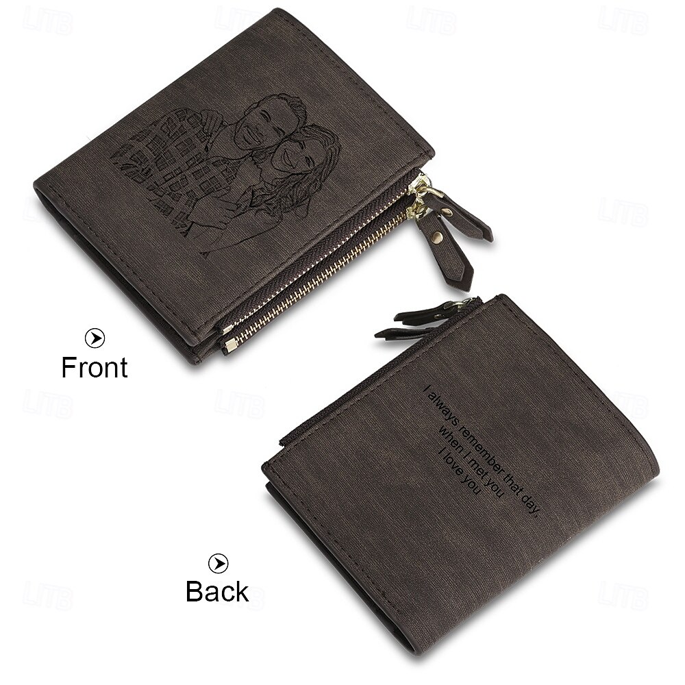 Personalized Photo Engraved Leather Wallet Custom Best Gift for Dad, Custom Text on Back, Black Leather, Valentine’s Day, Father’s Day, Birthday, Anniversary, Christmas Gift for Him 2025 - $21.99 –P2