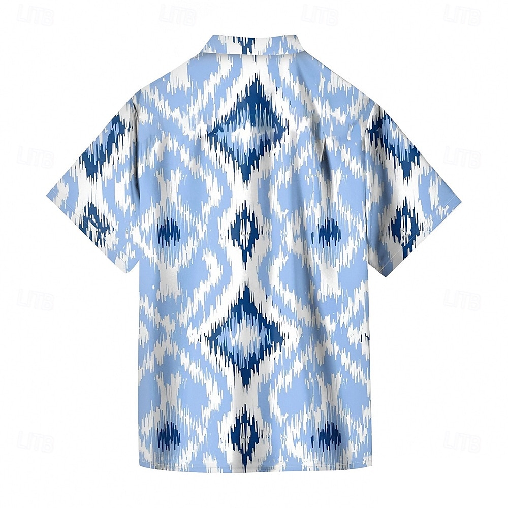Voor heren Geometrisch Geruit Overhemd Zomer overhemd Overhemd met knopen Korte mouw Mode-casual Buiten Vakantie Dagelijks gebruik Zomer Lente Strijkijzer 3D-afdrukken shirts met kraag blauw Paars 2025 - $23.99 –P2