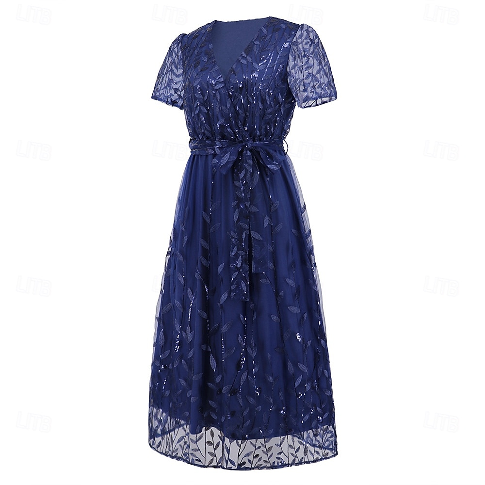 A-Linie Kleid Brautmutterkleid Elegant V Ausschnitt Bodenlang Spitze Kurzarm mit Schärpe / Band Falten 2025 2025 - $79.99 –P6