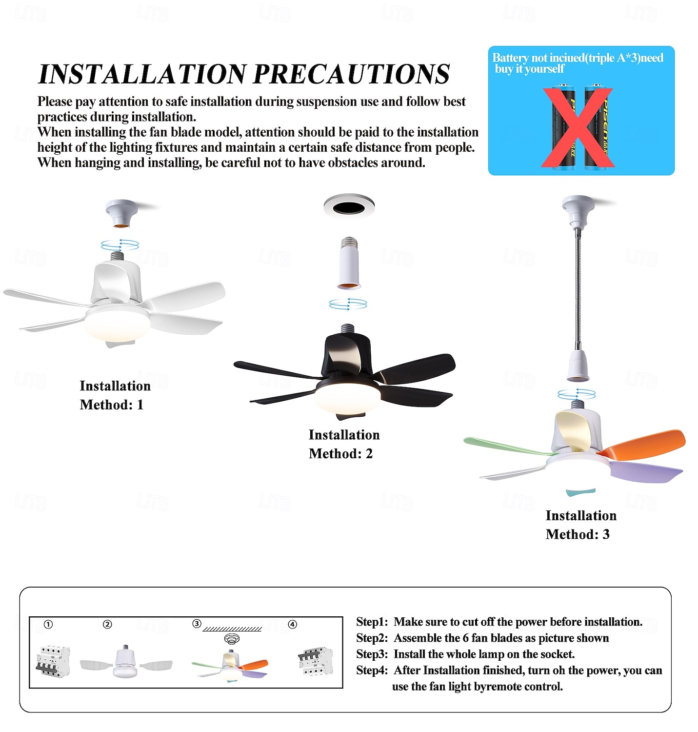 1 Pc 42cm/16.5 Inch Socket Fan Light with Remote, Small Ceiling Fans with Lights, LED Light Bulb Fan, Easy Install Screw-in E26/E27 Base for Bedroom Kitchen Garage Living Room 2025 - $32.99 –P2