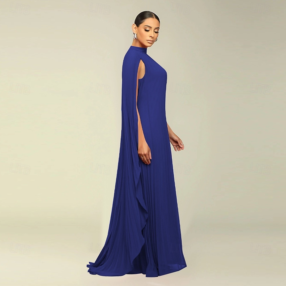 Abiti A-Line Quinceanera elegante abito formale matrimonio lunghezza al pavimento maniche lunghe scollo alto chiffon con pieghe del 2025 a $119.99 –P22