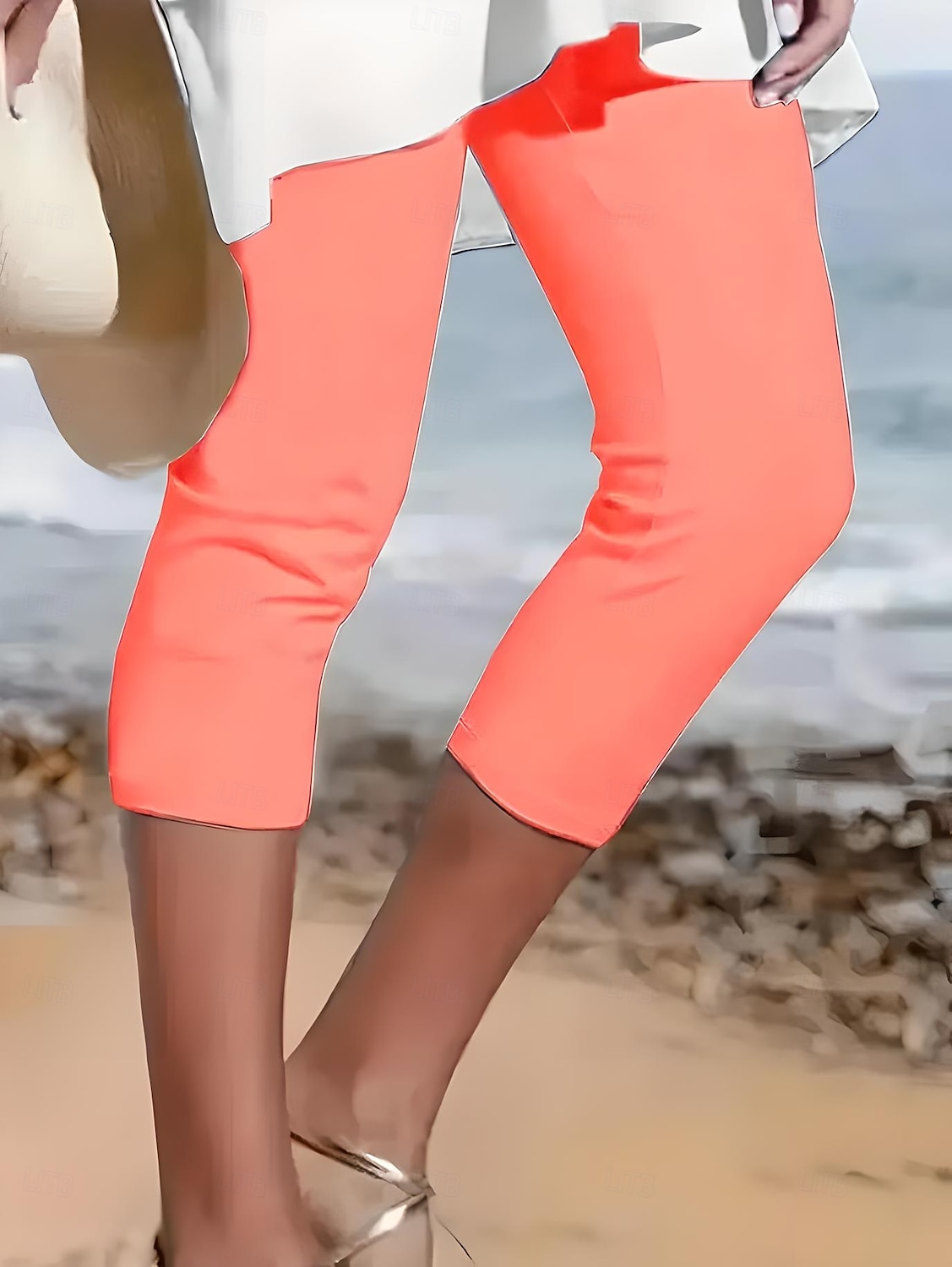 Women's Leggings Vacation Fashion Streetwear Calf-Length High Waist Solid Color Printing Thermal Warm Breathable Soft Stretchy Outdoor Vacation Street Robin's Egg Blue Black White Fuchsia Summer 2025 - $18.99 –P19