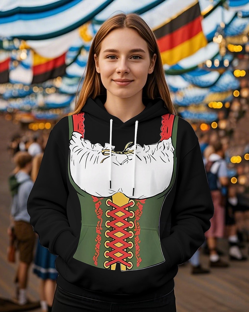 Hoodie Print Casual Bavarian Bishop Sleeve Front Pocket Graphic for Women's Adults' 3D Print  for Carnival Oktoberfest Beer Vacation Party 2026 - $29.99 –P2