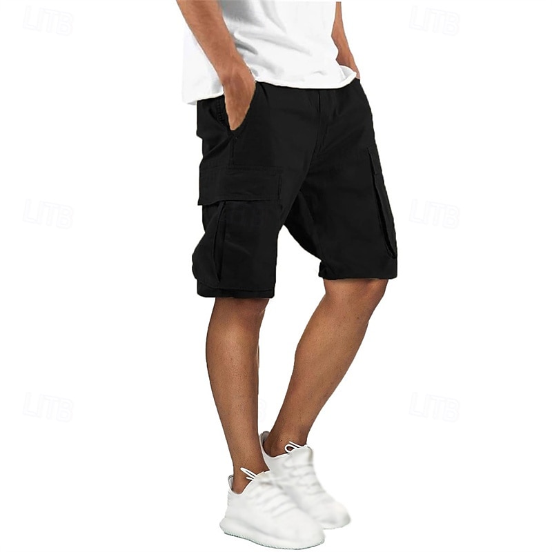 Homens Bermuda Cargo Calção Shorts de verão Com Cordão Cintura elástica Bolso multi Tecido Conforto Vestível Comprimento do joelho Ao ar livre Esporte Diário Moda Casual Preto Verde Tropa de 2025 por $20.99 –P1