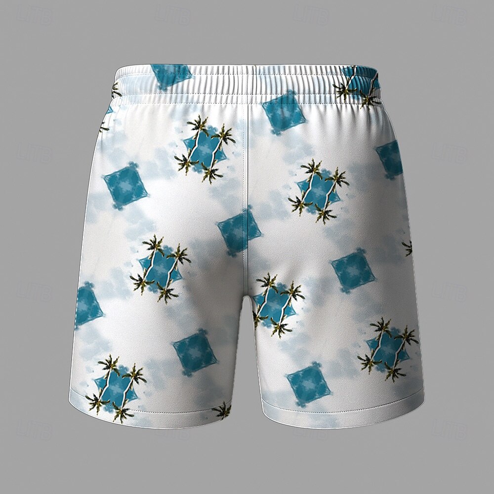 Herre Geometrisk Gitter / Teppe Badeshorts Surfeshorts Medium Midje Fritid utendørs Feriereise Hverdag Sidelommer Mesh fôr Elastisk snøring i midjen Designer Klær 2025 - $19.99 –P3