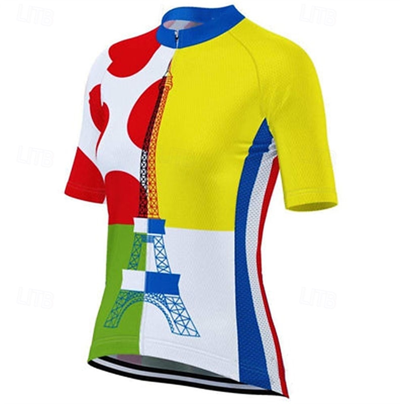 Femmes Maillot de cyclisme Manche Courte Cyclisme T-shirt Maillot Top avec 3 poches arrière VTT Vélo tout terrain Cyclisme sur route Triathlon Respirant Séchage Rapide Évacuation de l'Humidité Bandes de 2025 ? $23.19 –P3