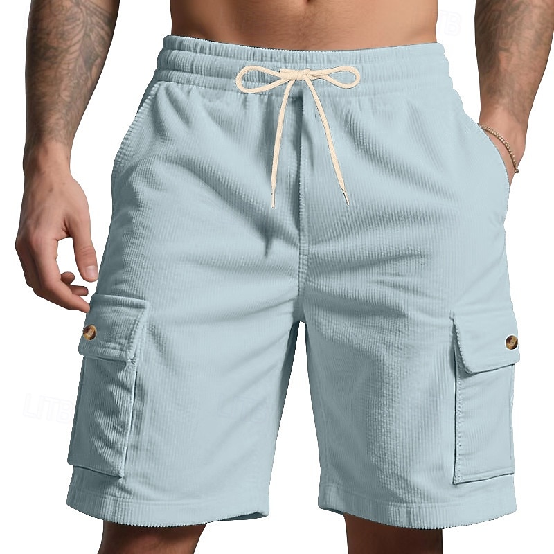Bărbați Pantaloni Scurți Cargo Pantaloni Scurți Pantaloni scurți de vară Cordon Talie elastică Multi Buzunare Simplu Confort Purtabil Lungimea genunchiului În aer liber sportiv Zilnic Modă Casual 2025 - $20.99 –P20