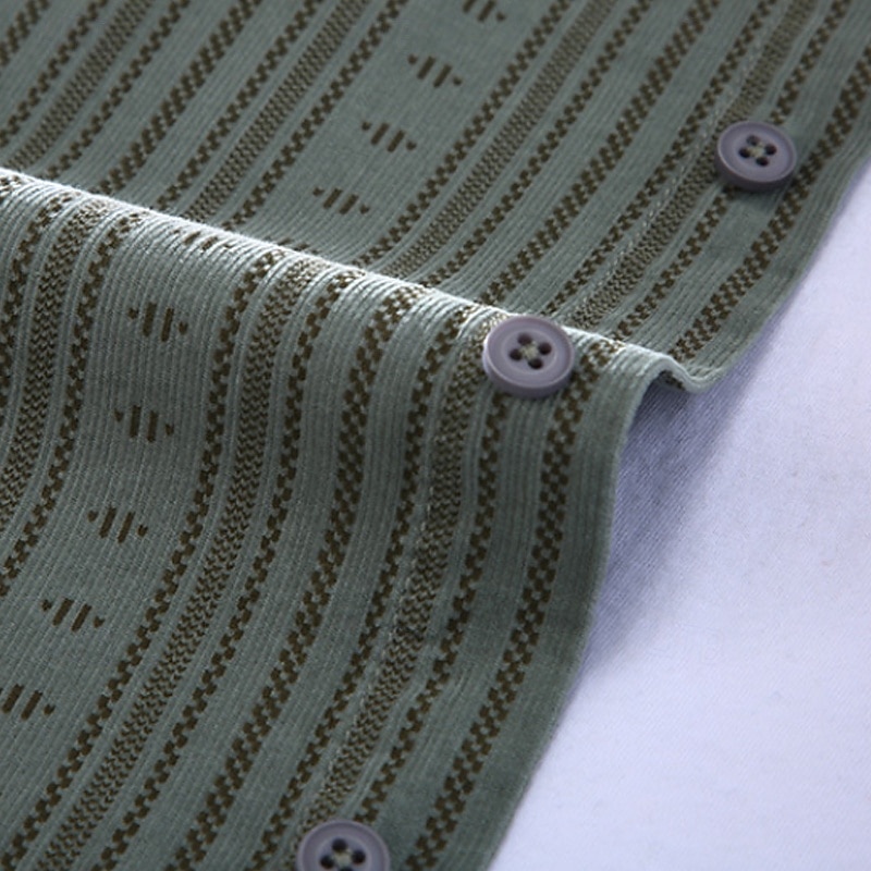 Per uomo Camicia Camicia Estiva Camicia casual Camicia da Spiaggia Camicia con Bottoni Verde Kaki Manica Lunga A righe Colletto alla coreana Vacanza Camicia hawaiana Tasca Abbigliamento Poliestere del 2025 a $24.99 –P4