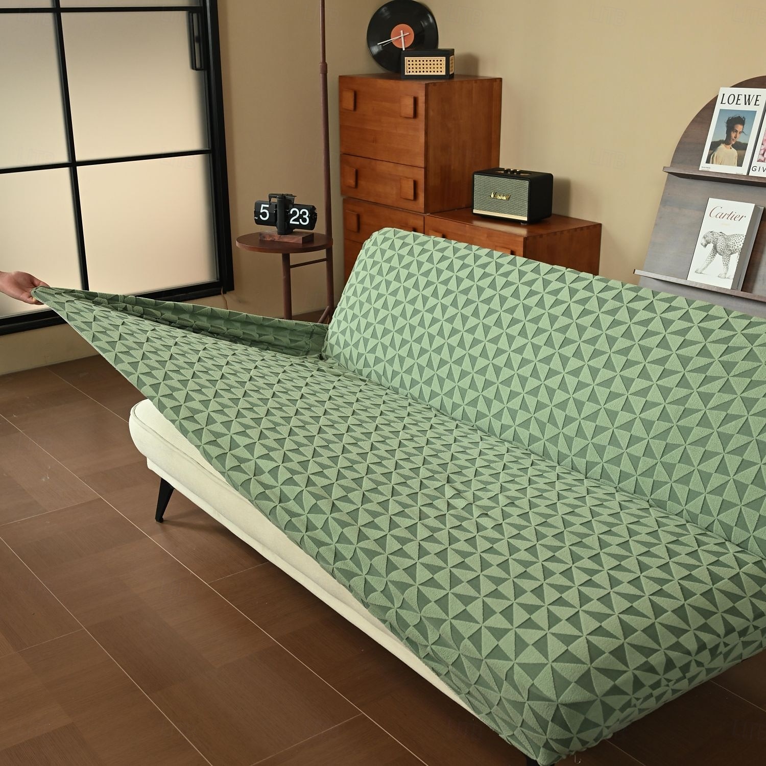 huse de canapea, husă futon pentru canapea extensibilă fără brațe, husă elastică pentru canapea extensibilă fără brațe, model jacquard din spandex, caracteristică elastică pentru canapea extensibilă pliabilă 2025 - $19.99 –P13