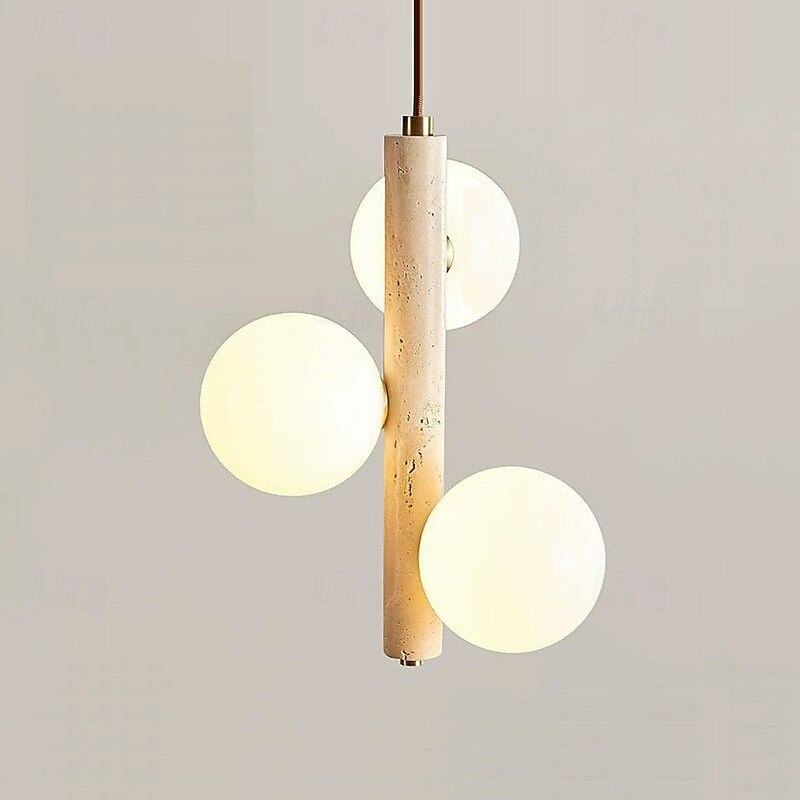 Lampada a sospensione a LED bianco caldo a 3 teste, creativa, in pietra e legno, mini lampadario industriale sospeso in vetro, lampada a sospensione da soffitto G9 per isola cucina, sala da pranzo, del 2025 a $155.99 –P1