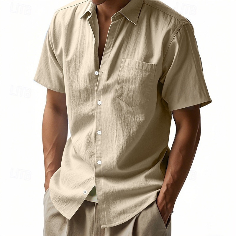 Per uomo Camicia Camicia di lino Camicia casual Camicia con Bottoni Camicia di cotone Semplice Vacanza Streetwear Giallo scuro Nero Bianco Blu marino Manica Corta Collo ripiegato Estate Abbigliamento del 2025 a $18.99 –P4