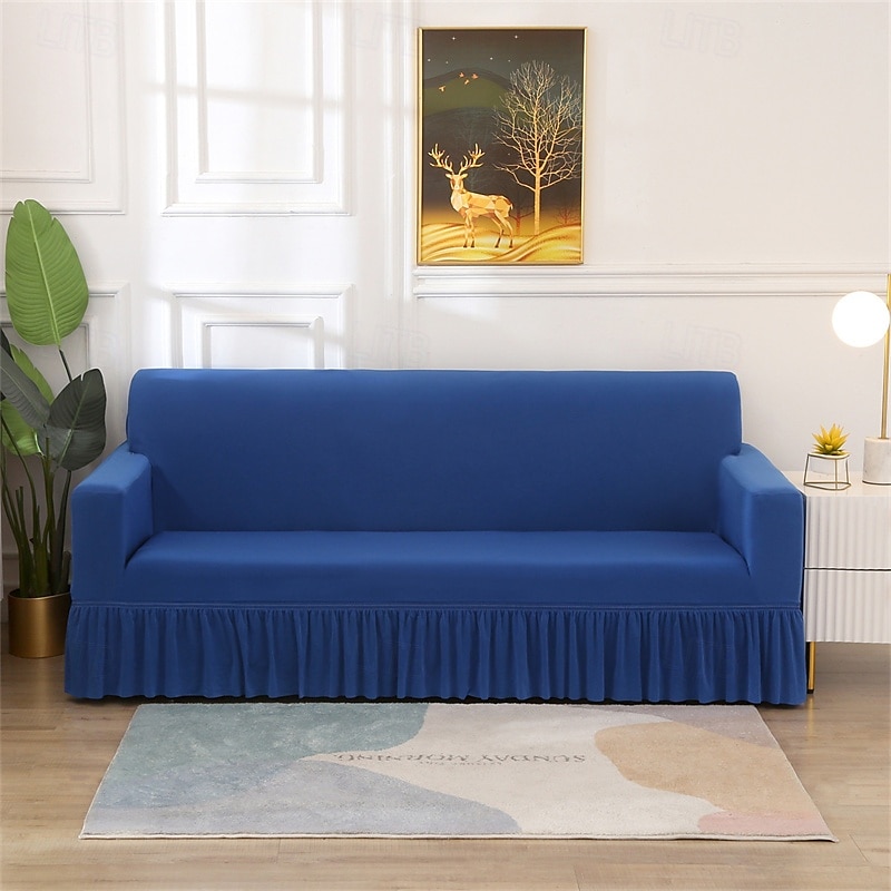 Capa de sofá com saia de cor sólida estilo saia de sofá simplicidade para sala de estar capas de sofá estilos sazonais capa elástica para sofá toalha de sofá protetor de cadeira 1 peça de 2025 por $27.99 –P14