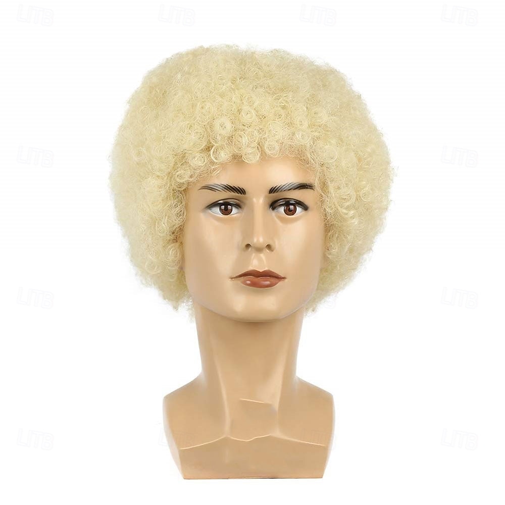 Disco Afro-peruk fluffig syntetisk 70-tals hippie kostymperuk för män blont Halloween-peruker 2025 - $24.99 –P2