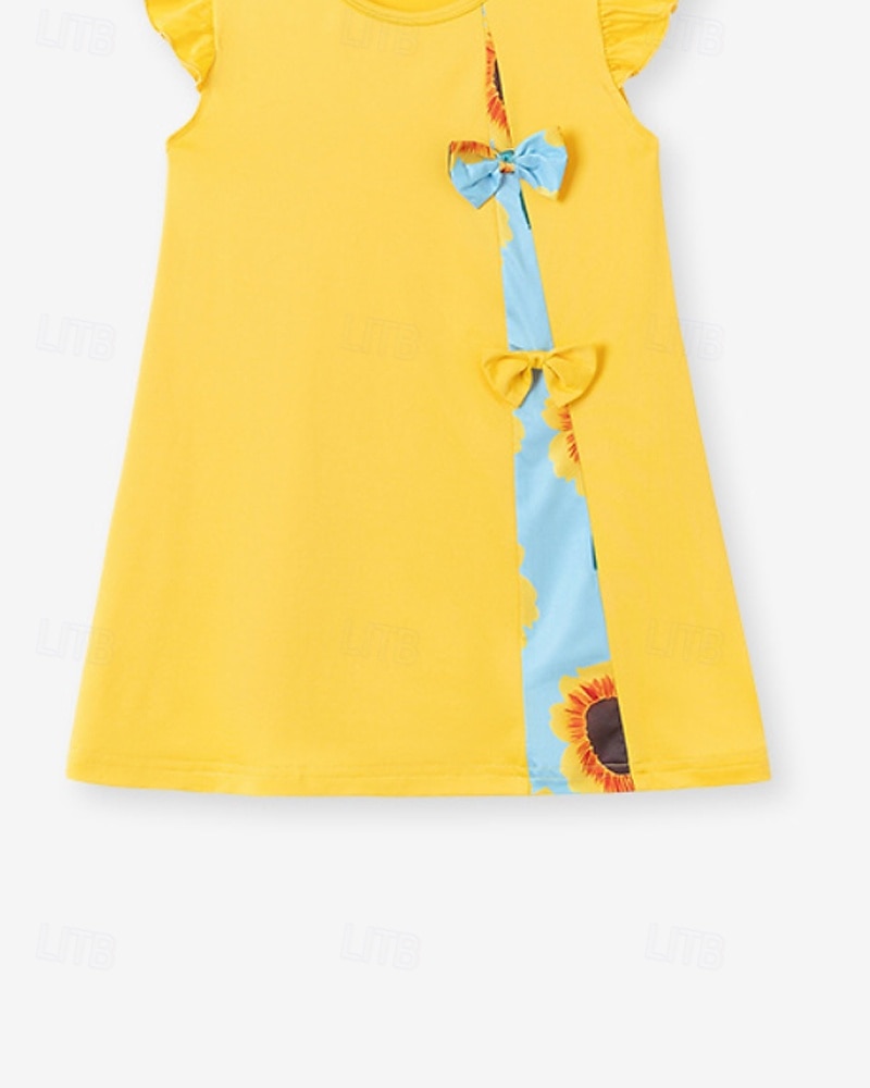 Kinder Mädchen Kleid Farbblock Ärmellos Outdoor Patchwork Niedlich Basic Baumwolle Knielang Freizeitkleid Sommer Ab 4 Jahren Gelb 2026 - $12.49 –P11