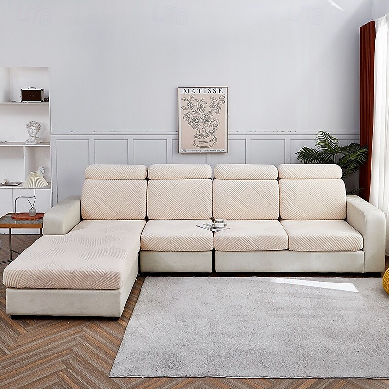 Funda de cojín elástica para sofá, funda elástica para sillón seccional, sofá de dos plazas, 4 o 3 plazas, forma de L, sólida, suave, duradera, lavable 2025 - $12.49 –P8
