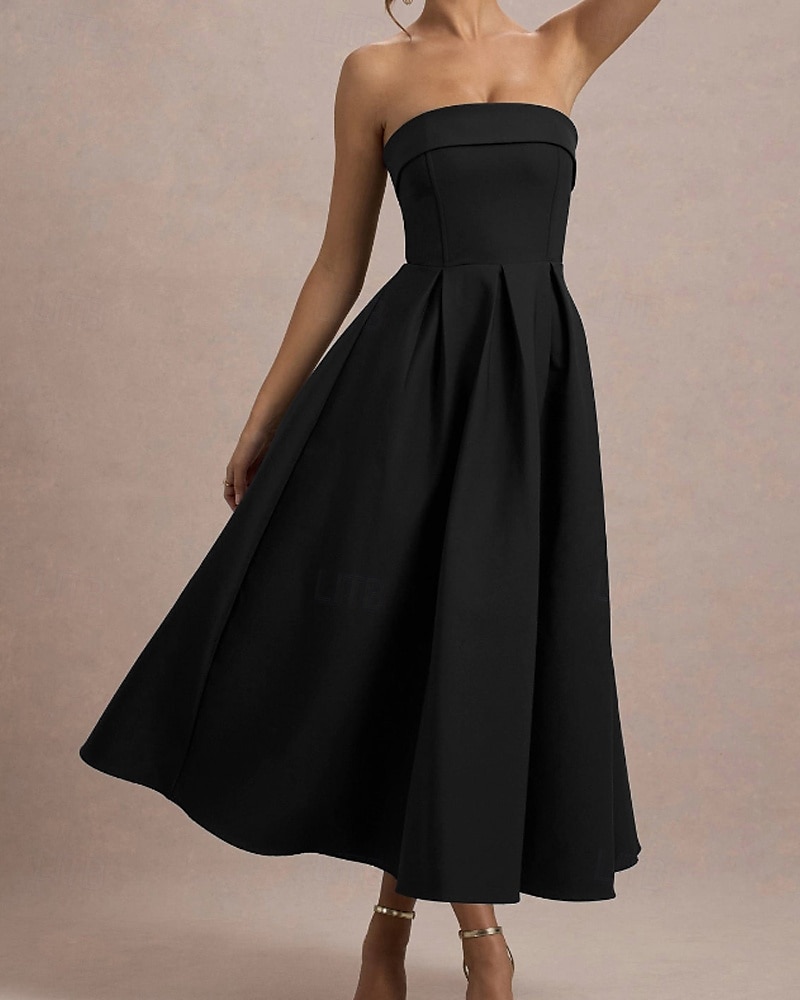 Pentru femei Rochii Midi Rochie albă Rochie de absolvire Rochie de bal Rochie de petrecere Modă Nuntă Petrecere Serată Fit regulat Simplu Fără manșon Fără Bretele Negru Alb Galben Roz Îmbujorat Vară 2025 - $31.99 –P17