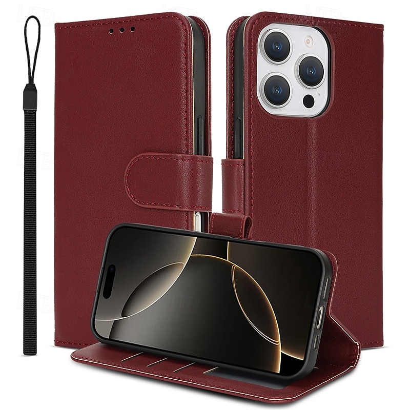 Flip Phone Case with Lanyard for iPhone 16/15/14/13/12 Pro Max/Plus – Shockproof Retro Cover, TPU+PC+PU Leather 2025 - $19.99 –P1