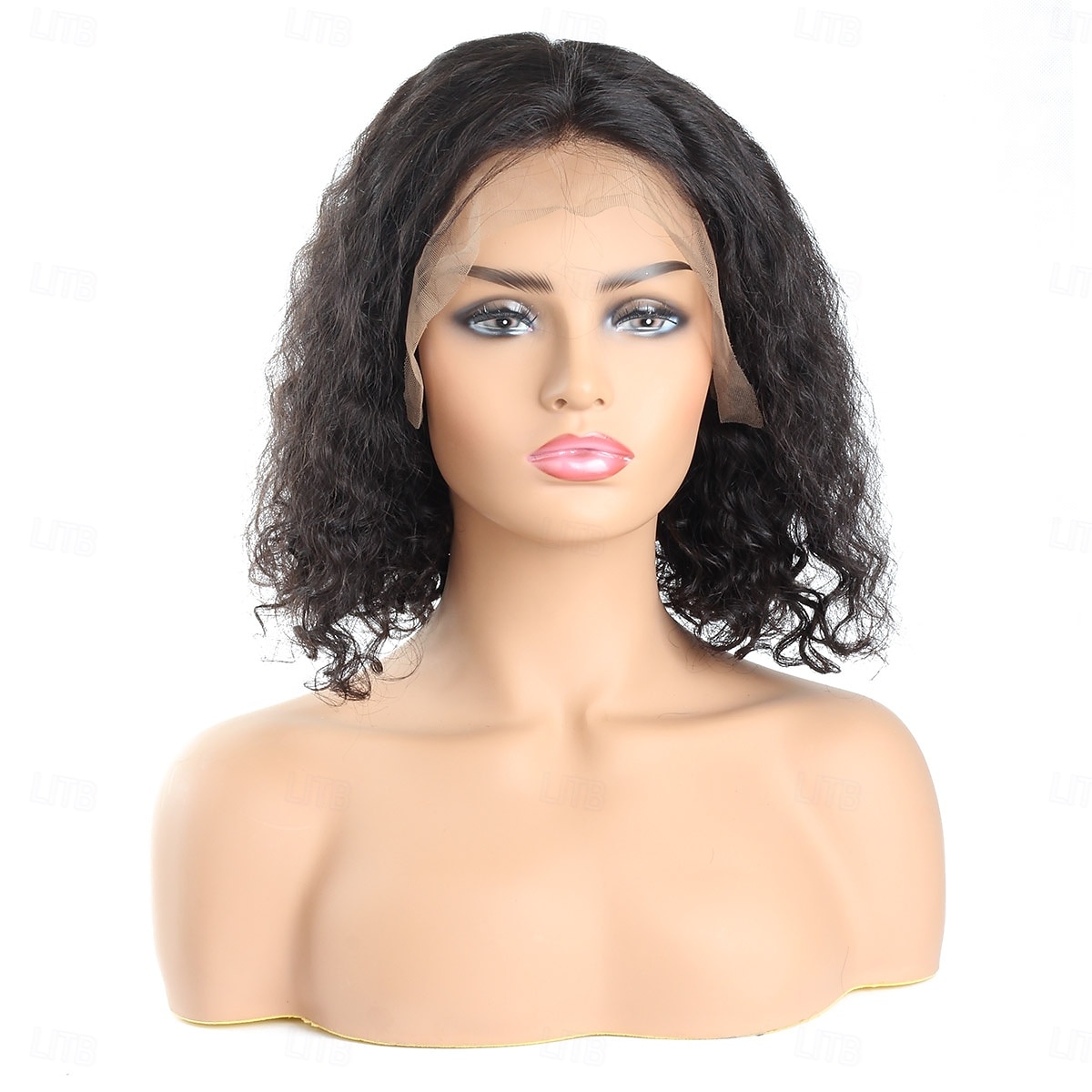 parrucca di capelli umani veri, ondulati e ricci, colore naturale, 13*4, parrucca corta in pizzo bobo, densità 150% del 2025 a $173.99 –P3