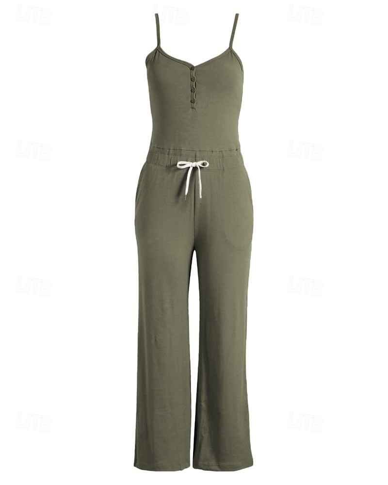Dam Yogajumpsuit Onesie Ficka Henley Yoga Kondition Pilates Vida byxor med linne Svart Grön sporter Sportkläder Microelastisk 2025 - $39.99 –P7