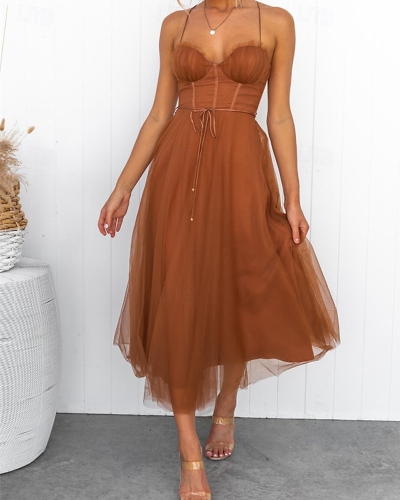 Pentru femei Rochie Lunga Rochie Maxi Rochie casual Rochie de Cocktail Rochie pentru invitata de nunta Rochii din Șifon Modă În aer liber Petrecere Concediu Fit regulat Simplu Fără manșon În V Negru 2025 - $31.99 –P3