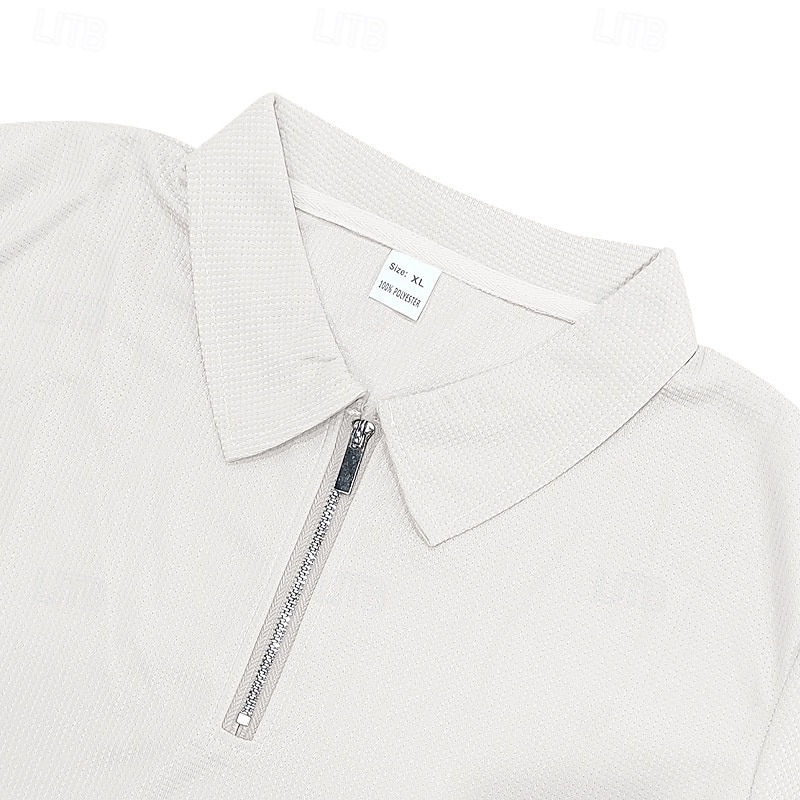 Voor heren Wafel Poloshirts Polo met kwartrits Dagelijks Feestdagen Revers Korte mouw Modieus Basic Effen 2-stuks Zomer Normale pasvorm Zwart Wit Marineblauw Koningsblauw Groen Khaki Wafel Poloshirts 2025 - $26.99 –P11