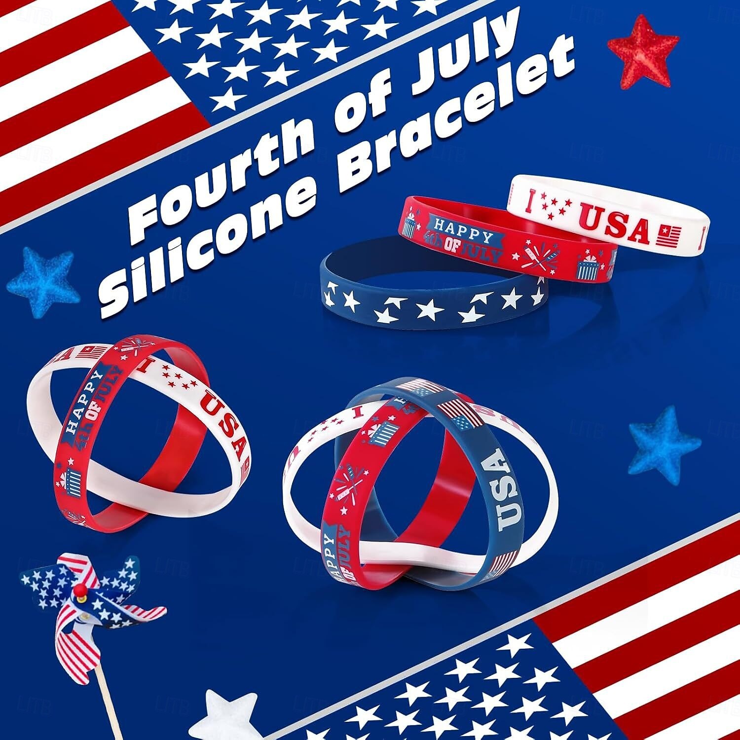 Bracelets de la fête de l'indépendance, fête nationale, bracelets en silicone pour la fête de l'indépendance des États-Unis de 2025 ? $5.99 –P3