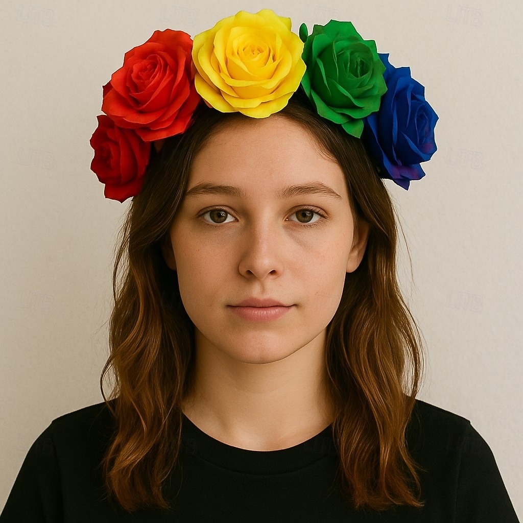 Orgulho Faixa de Cabeça Coroa de flores Hippie Arco-Íris Adulto Mulheres Unisexo Dia Das Bruxas Carnaval Festival de Música Parada do Orgulho Mês do Orgulho Vestir-se de 2026 por $15.49 –P6