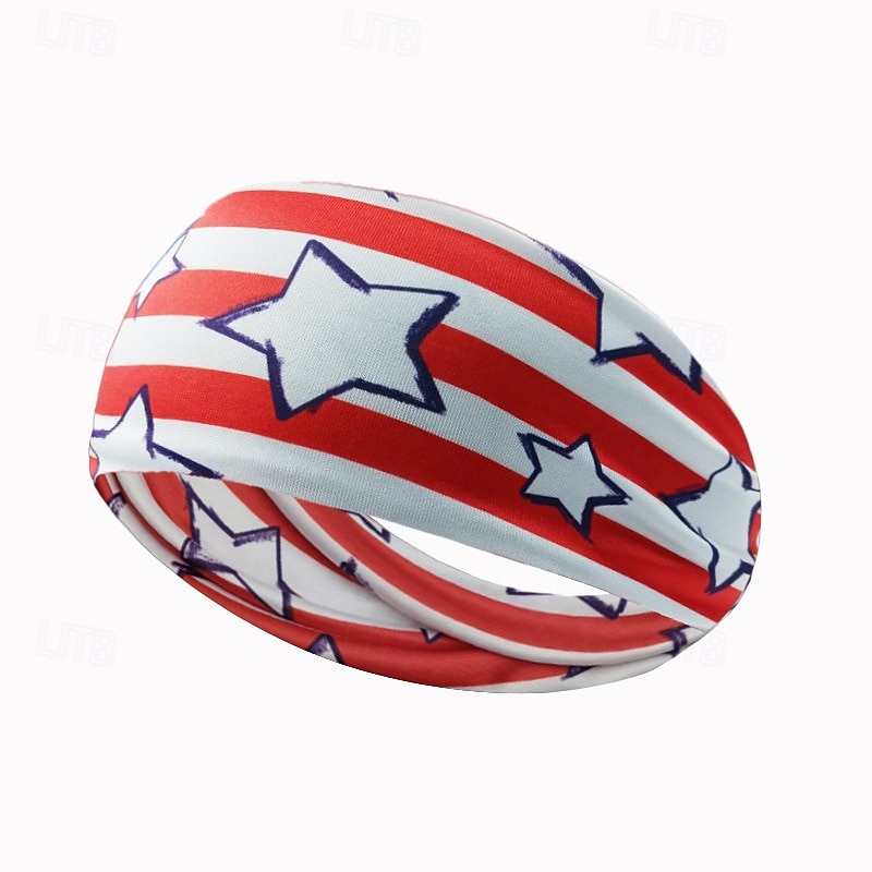 Stirnbänder mit amerikanischer Flagge für Männer, patriotisches gedrehtes Haarband in Rot, Weiß und Blau, dehnbares, sportliches Haar-Accessoire für den Unabhängigkeitstag der USA, den Gedenktag 2025 - $4.49 –P24