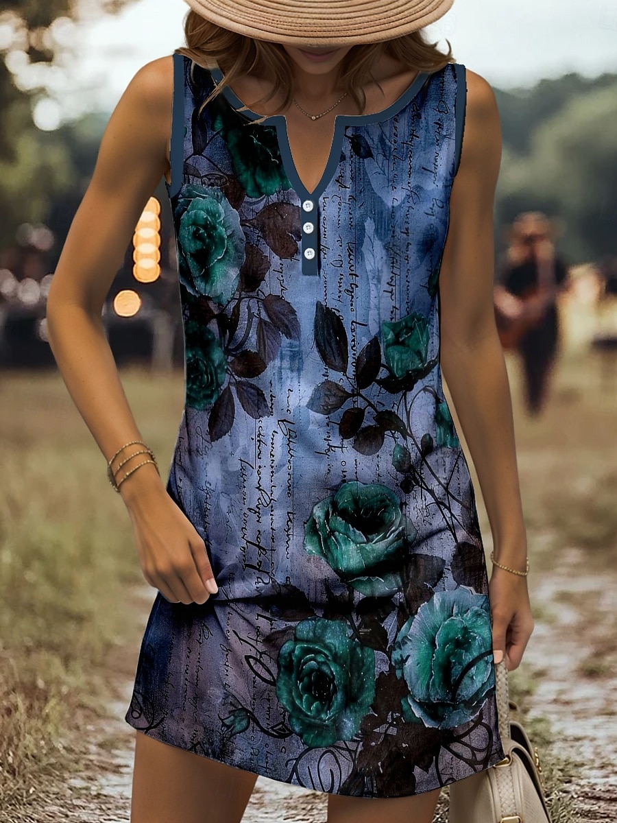 Damen Minikleid Sommerkleid Shiftkleid Schulterfreies Kleid Urlaub Lässig Ausgehen Normale Passform Blumen Grafik Buchstabe Ärmellos V Ausschnitt Rote Blau Purpur Grün Sommer Frühling 2025 - $21.99 –P6