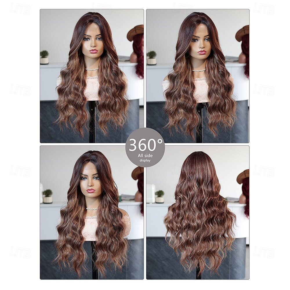 Synthetic Lace Wig Curly Style 24 inch Brown Middle Part U Part Wig Women's Wig Light Brown 2025 - $39.99 –P6