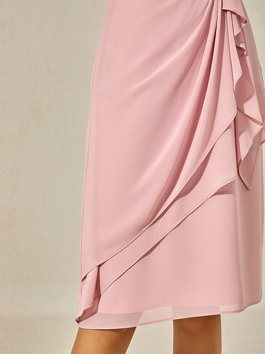 Femmes Robe Midi Robe à Plusieurs Couches Élégant Formel Papillon robe demoiselle d honneur Cocktail Coupe régulière Uni Manche Courte Col ras du cou Rose poussiéreuse Été de 2025 ? $13.59 –P5