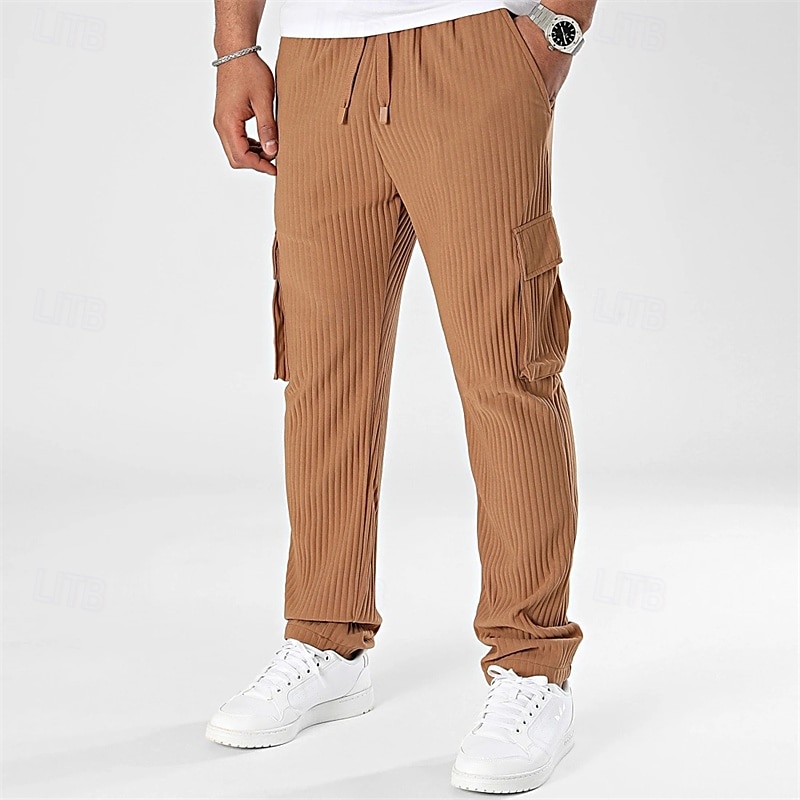 Herren Cordhose Hose Freizeithose Tasche Kordelzug Elastischer Bund Einfach Komfort Sport im Freien Täglich Mode Lässig Schwarz Weiß Mikroelastisch 2025 - $28.99 –P6