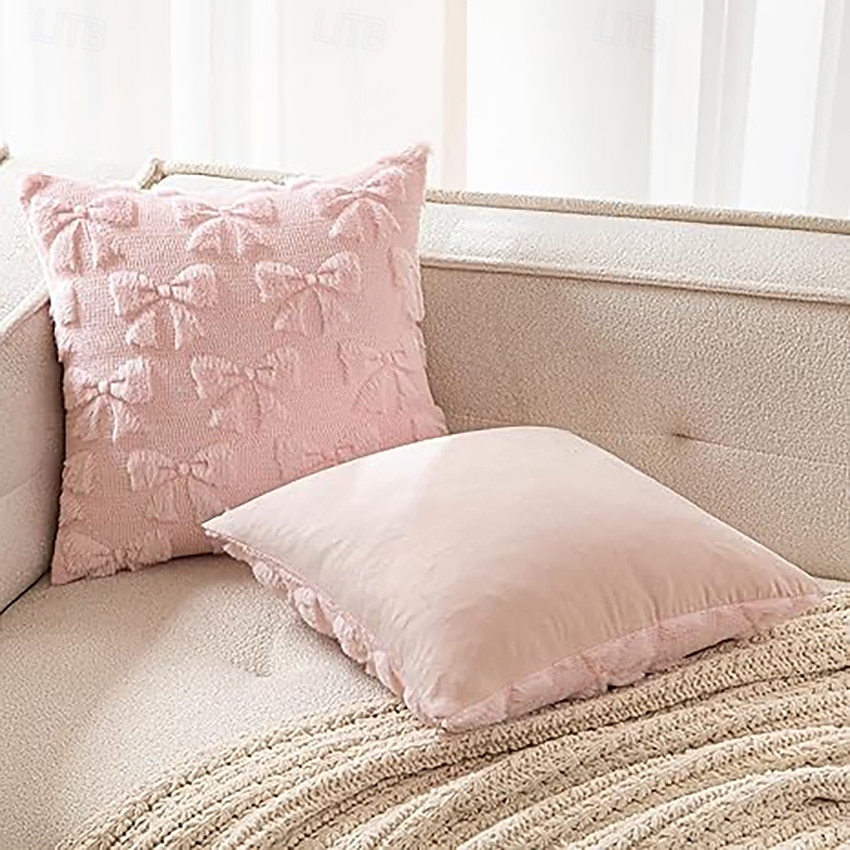 Fløyelsbroderi Rosa dekorative kastputer Deksel 1 stk Myk kvadratisk sofaputepute til soverom stue sofa stol 2025 - $10.99 –P4