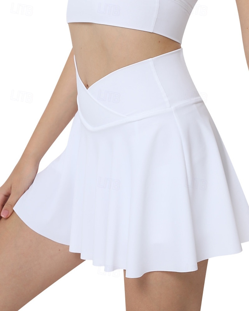 Per donna Tinta unita Gonna casual Gonne da tennis con pantaloncini Arricciato Traspirante Tennis Golf Pickleball Nero Bianco Rosa Abbigliamento da tennis del 2026 a $25.99 –P8