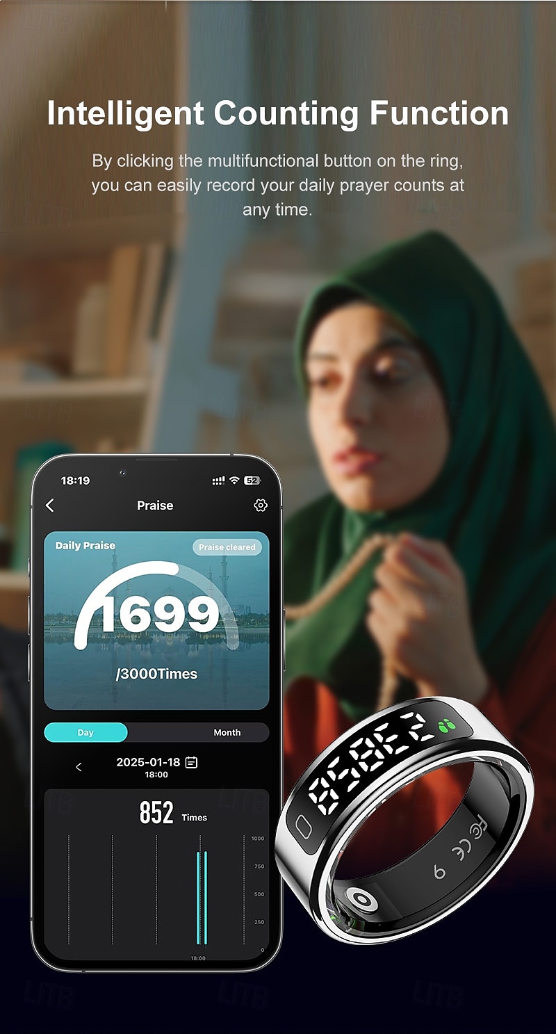 R11C Smart Ring with Touch Display & Charging Case – Heart Rate, Sleep, Blood Oxygen Monitor, Step Tracker, Gesture Control, Waterproof Stainless Steel Fitness Ring 2026 - $58.99 –P7