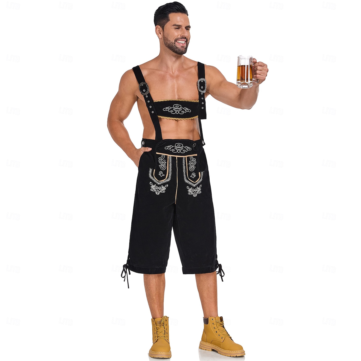 Oktoberfest Haft Lederhosen bawarski Niemiecki Monachium Łąki Męskie Impreza Festiwal Piwa Tkanina w stylu tradycyjnym 2026 - $46.99 –P6