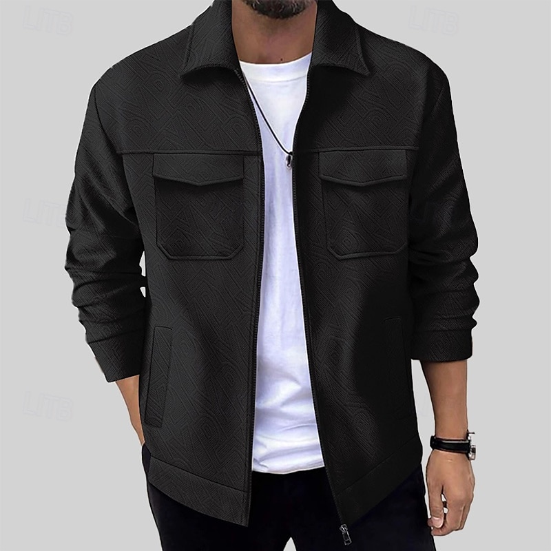 Homme Veste Légère Chemise Veste Veste de transition Vacances Quotidien Chaud Avec Poches Été N / C Uni Mode Classique Revers Régulier Noir Blanche Kaki Gris Veste de 2025 ? $39.99 –P12