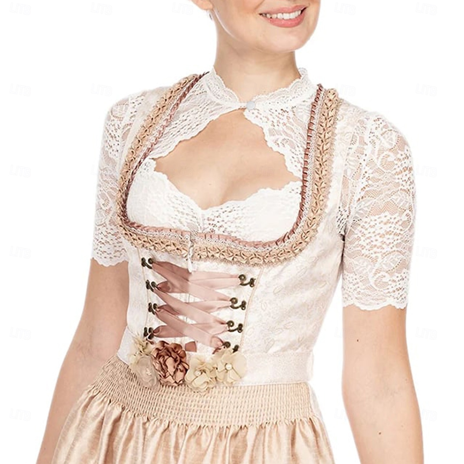 Oktoberfest Csipke Dirndl blúz Szobalány bajor Német München Meadows Női Parti Sörfesztivál Hagyományos stílusú ruha 2025 - $18.99 –P6