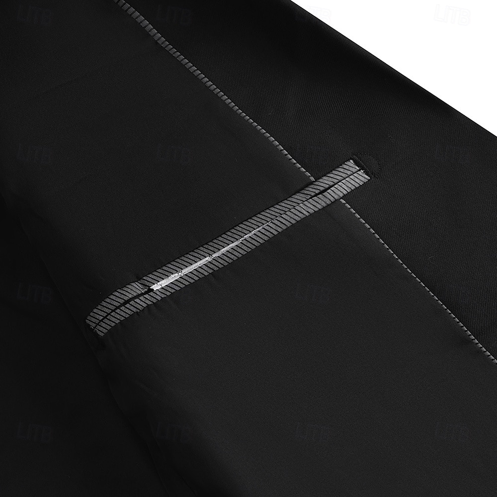 herrebryllupsdresser med svart slips sommer mote formell ensfarget standard passform 3-delt enkeltspent to-knapps dress 2025 - $122.99 –P8