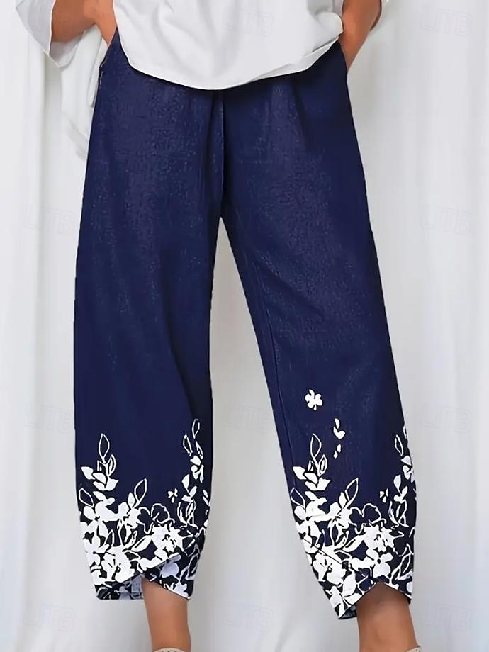 Per donna Gamba larga Chinos Pantaloni Larghi Shorts da Spiaggia Vacanza Vintage Essenziale Lunghezza alla caviglia Vita Alta Floreale Grafico Stampa Calore Termico Morbido Traspirante Micro-elastico del 2026 a $24.99 –P5