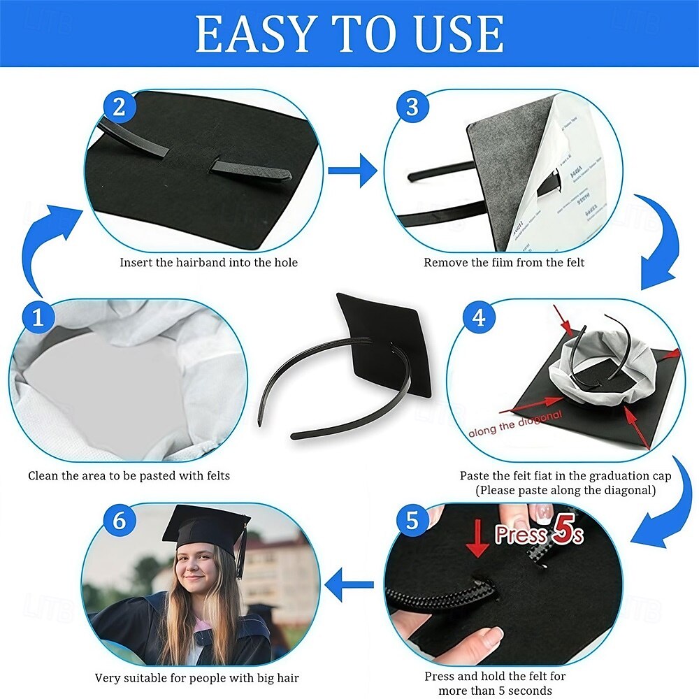 Graduation Cap Headband Insert Grad Caps Headband Insert Adjustable Secures Cap and Keeps Hairstyle Upgraded Interior Design Simple and Practical Anti Fall Hairband for Graduation 1 Pack 2025 - $5.49 –P5