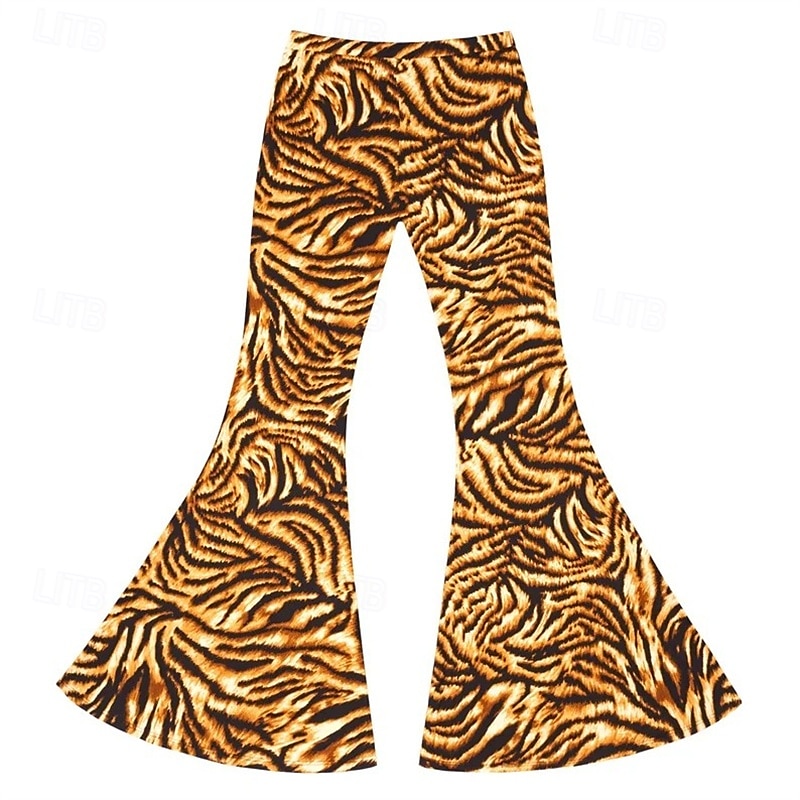 Retro Cikánský 70. léta Kalhoty Bell Bottoms světlé legíny Roztažené kalhoty Disko Vysoký pas Zvíře Leopard Tygr Maškarní kostým Dámské předvečer Všech svatých Karneval Dovolená hudební festival 2025 - $21.99 –P7