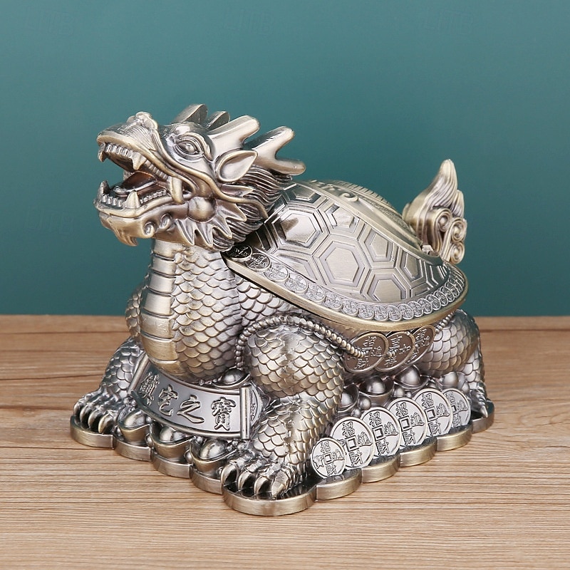 Vintage Ashtray with Lid, Dragon Turtle Windproof Ashtray for Home Living Room, Anti-Smoke Decorative Covered Ashtray Ornament 2026 - $27.99 –P7