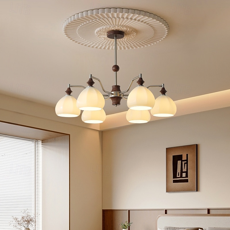 Lampadario a sospensione a LED con 3/6/8 luci, stile moderno di metà secolo, E27, grande globo bianco Sputnik, lampada da soffitto vintage in ottone a filo, lampada a sospensione per isola da cucina, del 2025 a $449.99 –P6