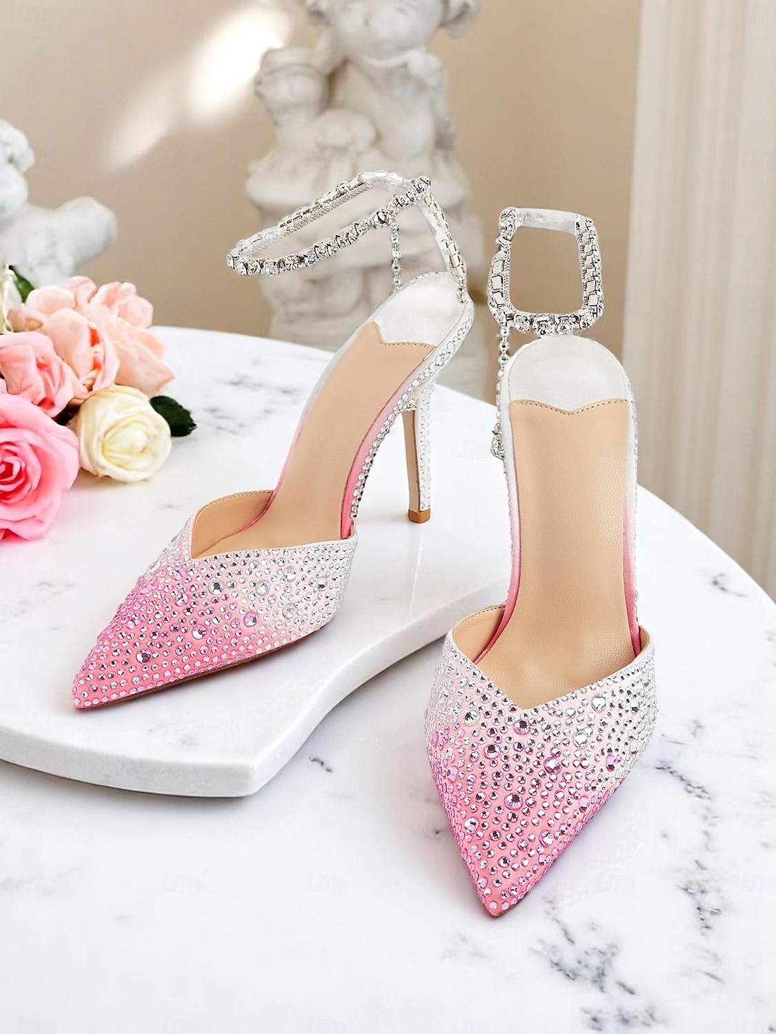 női átmenetes kristályos slingback magassarkú tűsarkúval - élénk és csillogó magassarkúk exkluzív koktélpartikra 2025 - $54.99 –P3
