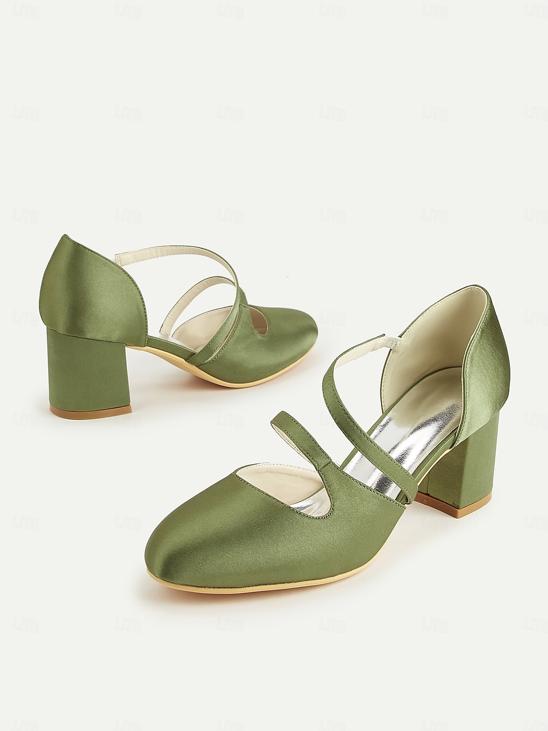 Sapatos Mary Jane femininos de salto bloco de cetim verde dos anos 1950 – elegantes sapatos vintage com tiras cruzadas para casamentos, festas e eventos formais de 2026 por $59.99 –P3