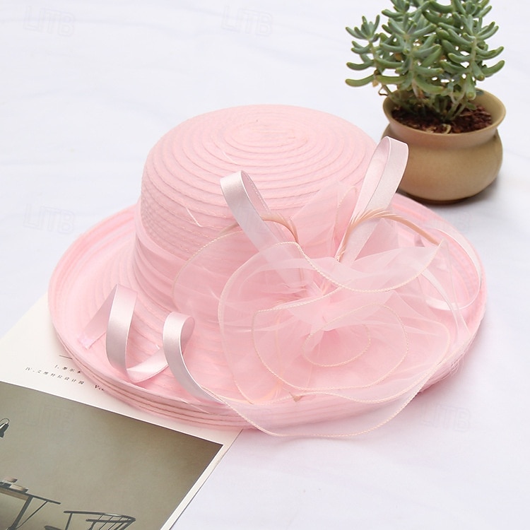 damskie organza kentucky kapelusze przeciwsłoneczne - szerokie rondo kwiatowe kapelusze kościelne kapelusz plażowy derby na przyjęcie herbaciane ślub suknia ślubna 2026 - $19.99 –P13