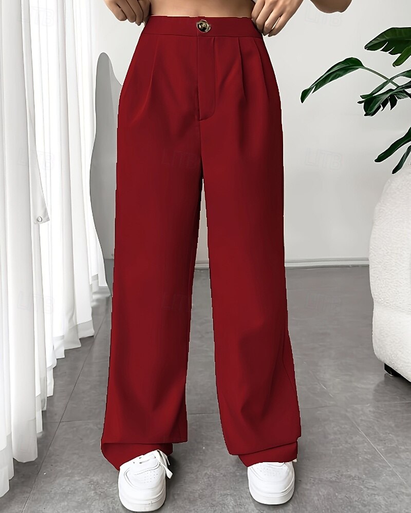 Per donna Gamba larga Pantaloni Eleganti Pantaloni Elegante Lunghezza intera Naturale Semplice Tasca Comodo All'aperto Confortevole All'aperto Ferie Weekend Verde mela Vinaccia Verde translucido del 2025 a $22.99 –P19