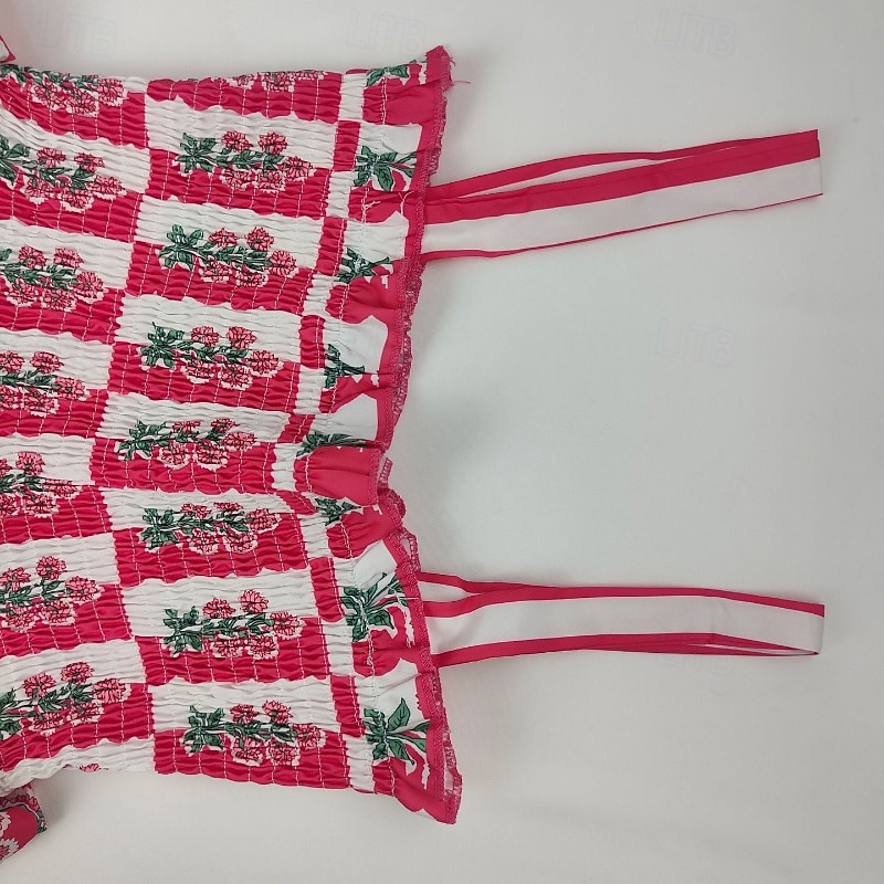 Damskie Sukienka midi Sukienka w kwiatki Sukienka Boho Sukienka z nadrukiem Moda Nowoczesny Na zewnątrz Urlop Święto Regularny Kwiat Bez rękawów Cienkie ramiączka Biały Rumiany róż Niebieski Lato 2025 - $25.99 –P4